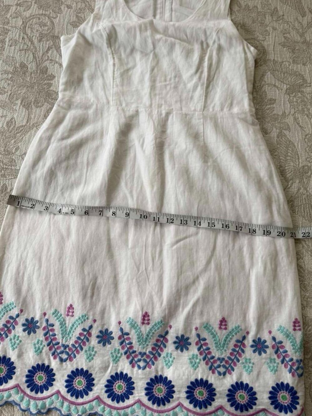 Talbots White Linen Embroidered Scalloped Hem Lined Tank Dress size 4P - Picture 10 of 10